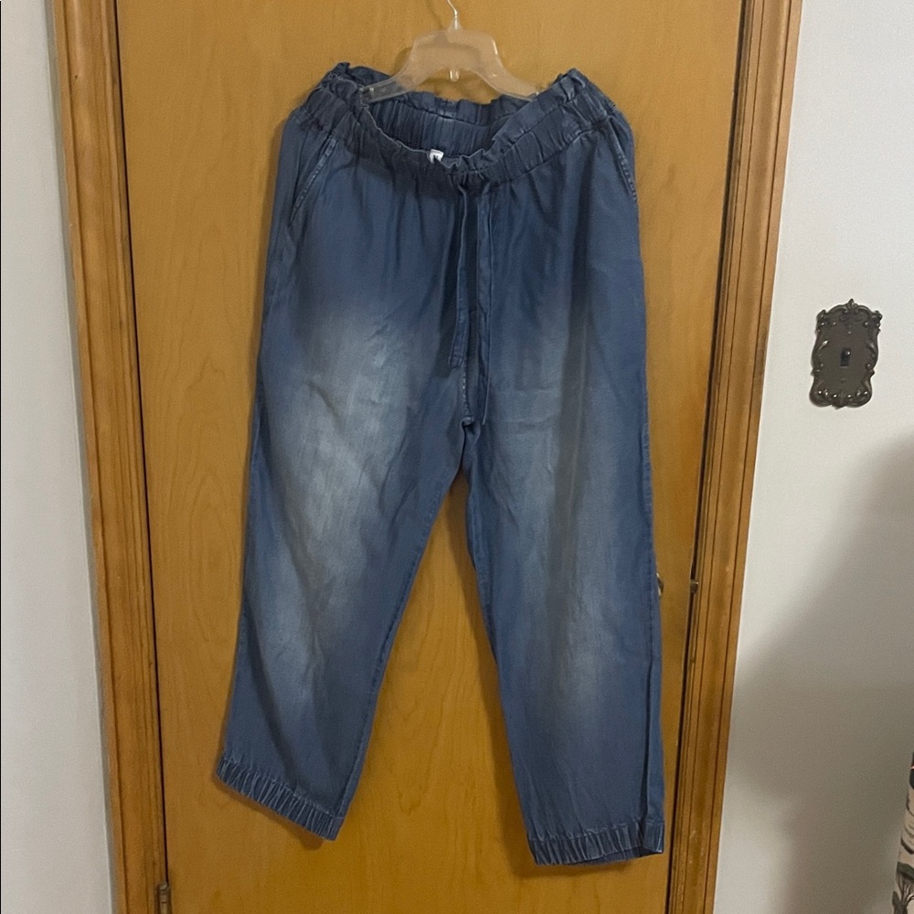 Casual Blue Denim Joggers